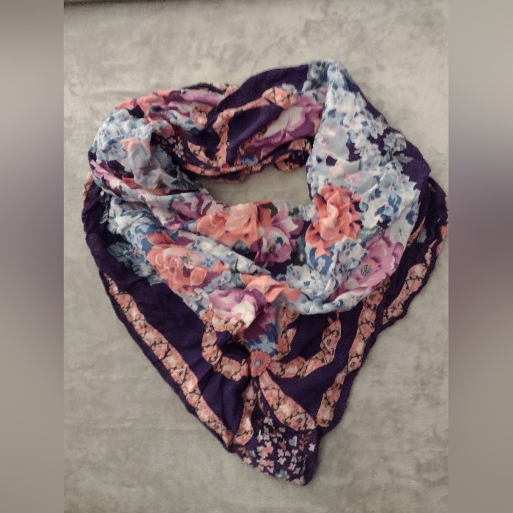 Vintage Floral Scarf, 35" square